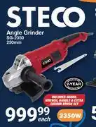Mica Steco Angle Grinder 230mm SG-2350 Includes Guard,Wrench,Handle & Extra Carbon Brush Set-Each offer