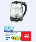 Russells Orion 1.8L Glass Kettle With Stainless Steel Trim 10304513 offer