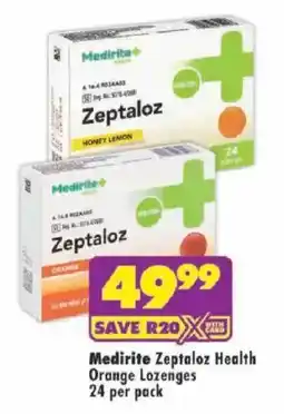 Shoprite Medirite Zeptaloz Health Orange Lozenges offer
