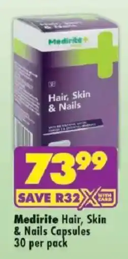 Shoprite Medirite Hair, Skin & Nails Capsules offer
