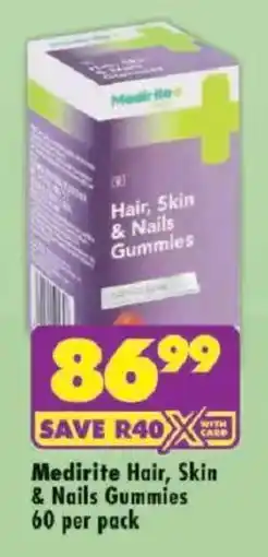 Shoprite Medirite Hair, Skin & Nails Gummies offer
