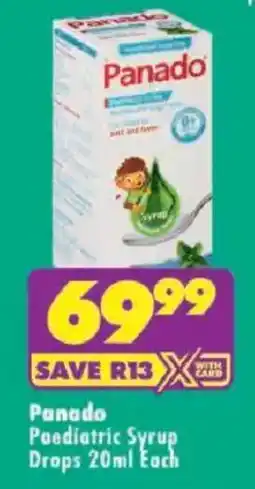 Shoprite Panado Paediatric Syrup Drops offer