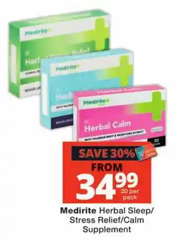 Checkers Medirite Herbal Sleep/Stress Relief/Calm Supplement offer