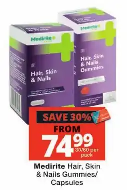 Checkers Medirite Hair, Skin & Nails Gummies/Capsules offer