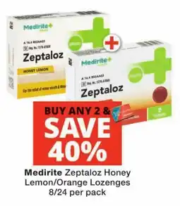 Checkers Medirite Zeptaloz Honey Lemon/Orange Lozenges offer