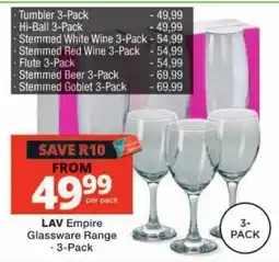 Checkers Hyper LAV Empire Glassware Range offer