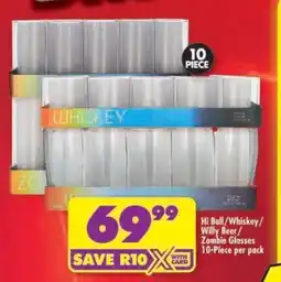 Shoprite Hi Ball/Whiskey/Willy Beer/Zombie Glasses 10-Piece per pack offer