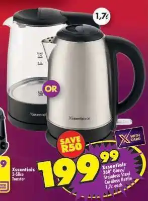 Xssentials 360° Glass/Stainless Steel Cordless Kettle