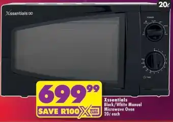 Xssentials Black/White Manual Microwave Oven