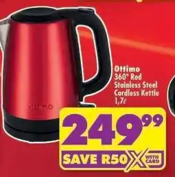 Shoprite Ottimo 360° Red Stainless Steel Cordless Kettle 1,7ℓ offer