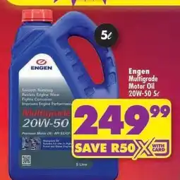 Shoprite ENGEN MULTIGRADE MOTOR OIL 20W-50 5ℓ offer
