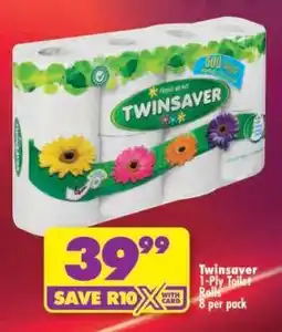 Shoprite TWINSAVER 1-PLY TOILET ROLLS offer
