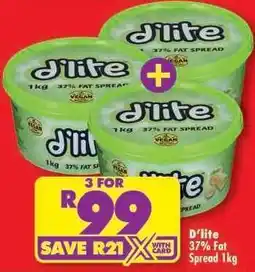 Shoprite D'LITE 37% FAT SPREAD 1kg offer