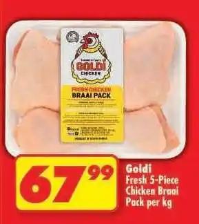 Shoprite Goldi Fresh 5-Piece Chicken Braai Pack per kg offer