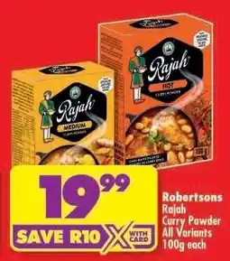 Shoprite Robertsons Rajah Curry Powder All Variants 100g each offer