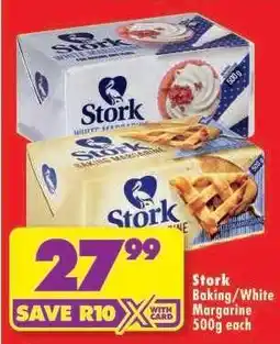 Shoprite Stork Baking/White Margarine 500g each offer