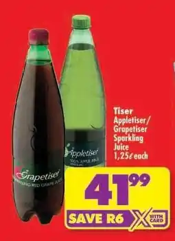 Shoprite Tiser Appletiser/Grapetiser Sparkling Juice offer