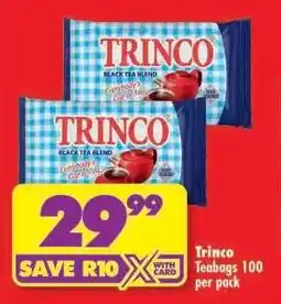 Shoprite TRINCO TEABAGS 100 per pack offer