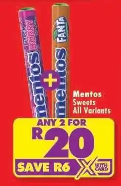 Shoprite MENTOS SWEETS all variants offer