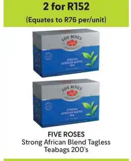 Makro FIVE ROSES Strong African Blend Tagless Teabags 200's offer