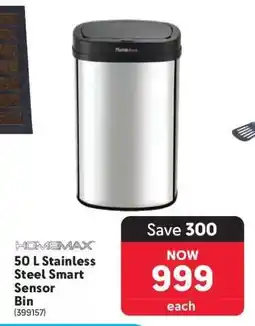 Makro HOMEMAX 50 L Stainless Steel Smart Sensor Bin offer