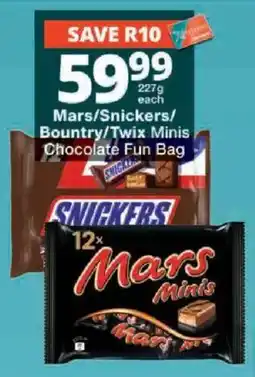 Checkers Mars/Snickers/Bounty/Twix Minis Chocolate Fun Bag offer