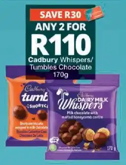 Checkers Cadbury Whispers/Tumbles Chocolate offer
