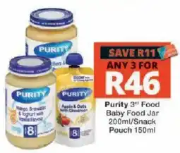 Checkers Purity 3rd Food Baby Food Jar offer