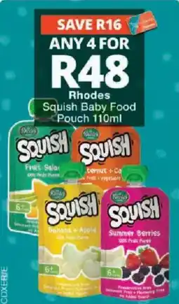 Checkers Rhodes Squish Baby Food Pouch offer