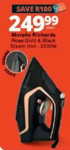 Checkers Morphy Richards Rose Gold & Black Steam Iron offer