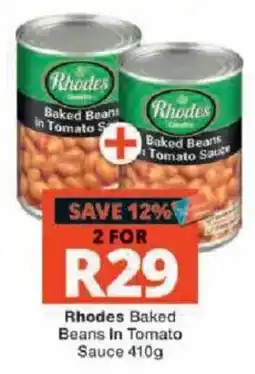 Checkers Rhodes Baked Beans In Tomato Sauce offer