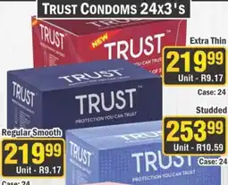 J&E Cash and Carry TRUST CONDOMS 24x3's offer