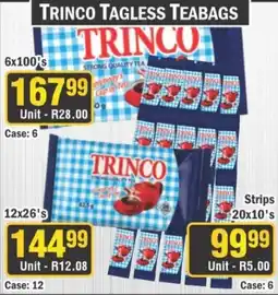 J&E Cash and Carry Trinco Tagless Teabags offer