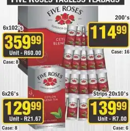 J&E Cash and Carry Five Roses Tagless Teabags offer
