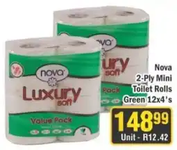 J&E Cash and Carry Nova Luxury soft 2-Ply Mini Toilet Rolls offer
