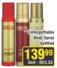 J&E Cash and Carry Unforgettable Body Spray offer