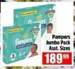 Devland Cash And Carry Pampers Jumbo Pack Assorted offer