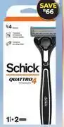 Dis-Chem Schick Quattro 4 Titanium 4 Blade Razor 1 Handle Plus 2 Cartridges offer