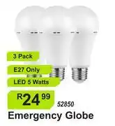 K Carrim Emergency Globe 3 Pack 5 LED Watts 52850 offer