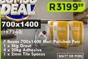 K Carrim 7 Boxes 700x1400 Matt/Polished Porc, 5Kg Grout, 4x20Kg Adhesive & 2mm Tile Spacer Combo Deal offer