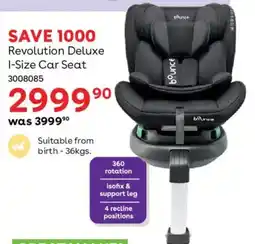 BabiesRUs Revolution Deluxe I-Size Car Seat bounc offer