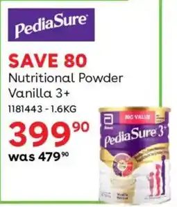 BabiesRUs PediaSure Nutritional Powder Vanilla 3+ offer