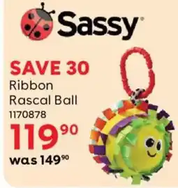 BabiesRUs Sassy Ribbon Rascal Ball offer