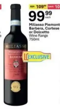 Liquor City Miliasso Piemont Barbera, Cortese or Dolcetto Wine Range offer
