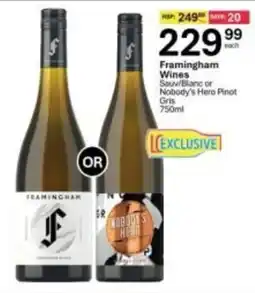 Liquor City Framingham Wines Sauv Blanc or Nobody's Hero Pinot Gris offer