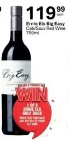 Liquor City Ernie Els Big Easy Cab/Sauv Red Wine offer