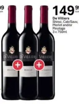 Liquor City De Villiers Shiraz, Cab/Sauv, Merlot and/or Pinotage offer