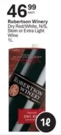 Liquor City Robertson Winery Dry Red/White, N/S, Stein or Extra Light Wine offer