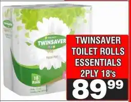 Advance Cash n Carry TWINSAVER TOILET ROLLS ESSENTIALS 2PLY 18's offer