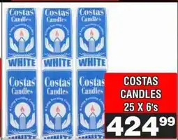Advance Cash n Carry COSTAS CANDLES 25 X 6's offer